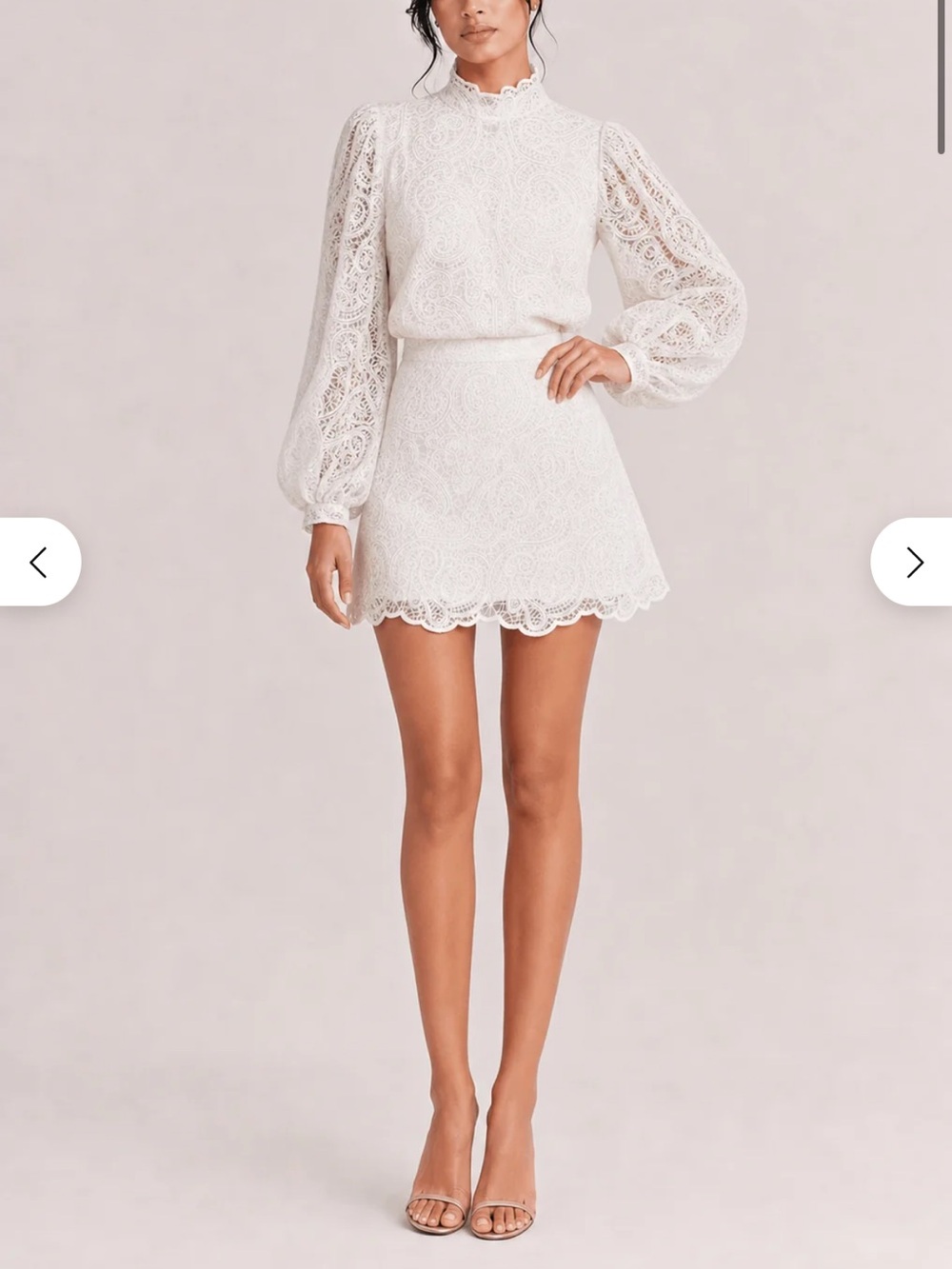 Lulu's White Lace Mini Dress with Puff Sleeves